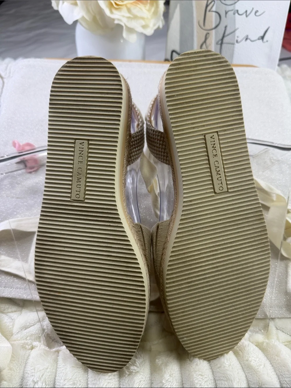 Vince Camuto Cream Ankle-Tie Espadrille Wedges
